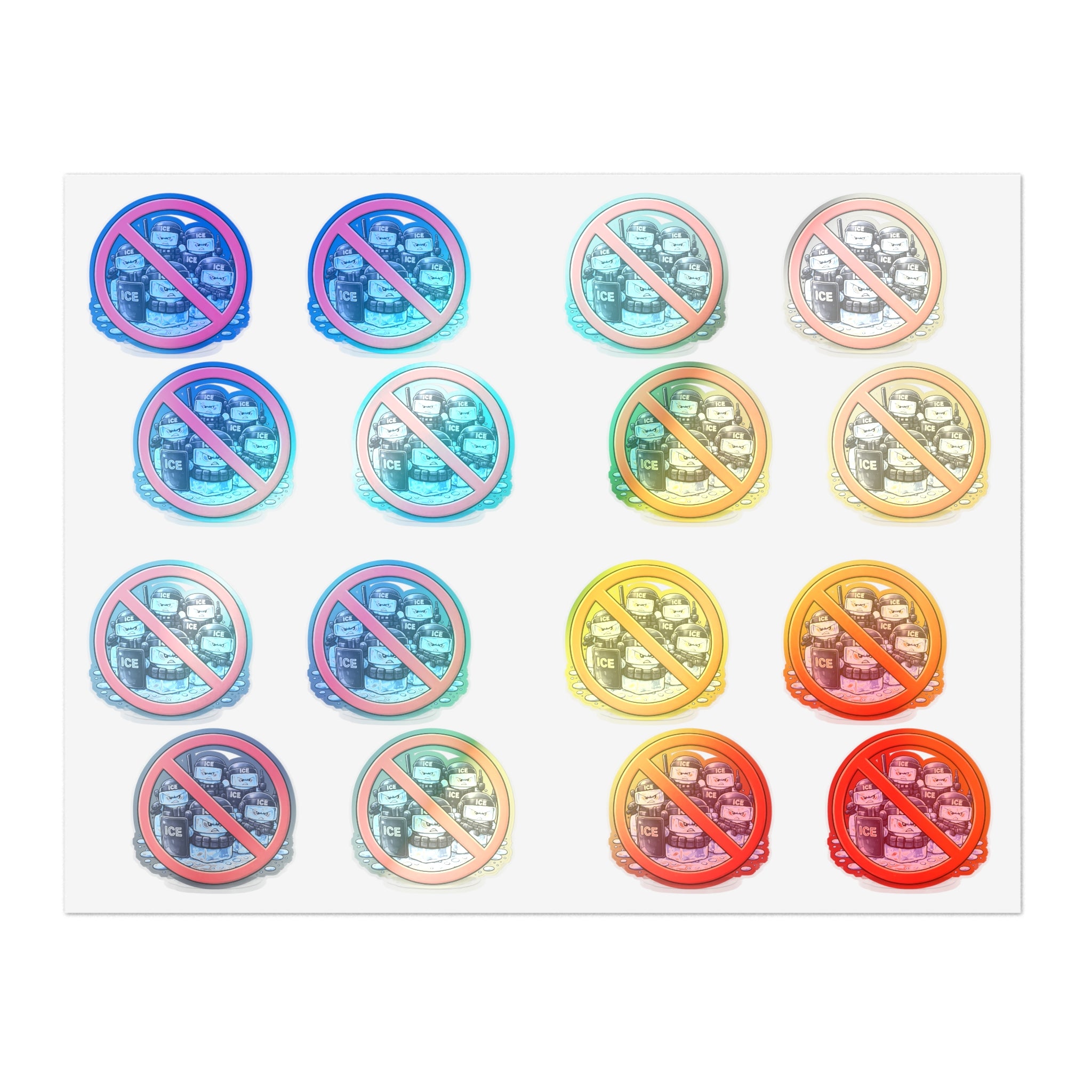 No ICE Sticker - Anti-ICE Protest Sticker Sheet - (4-Pack)