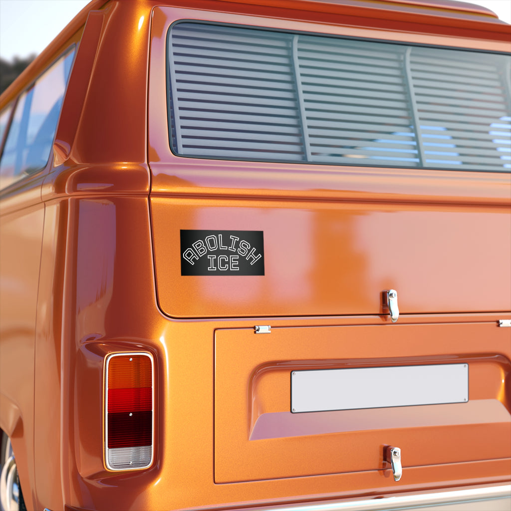 Abolish Ice Collegiate Black Bumper Sticker