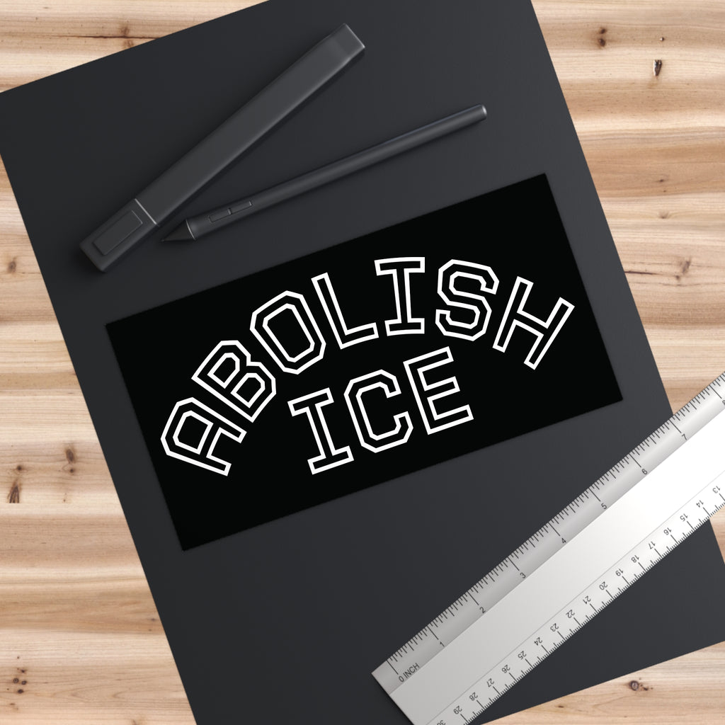 Abolish Ice Collegiate Black Bumper Sticker