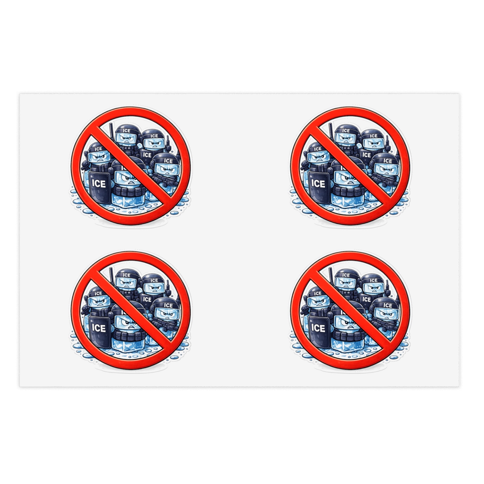 No ICE Sticker - Anti-ICE Protest Sticker Sheet - (4-Pack)