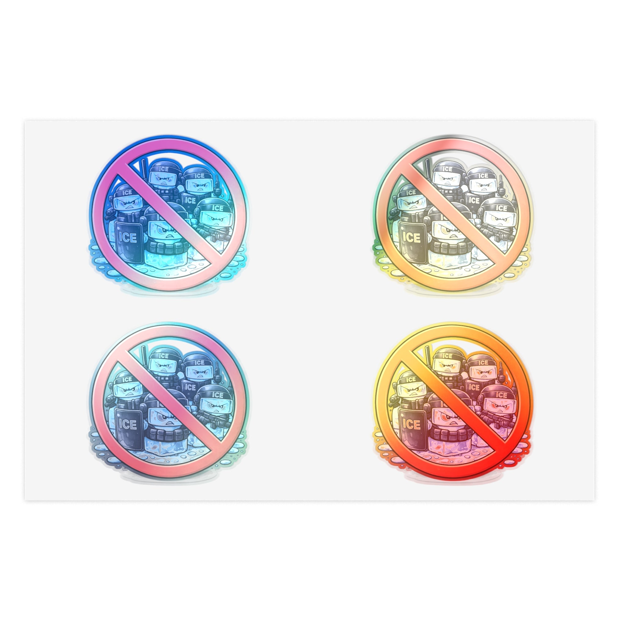 No ICE Sticker - Anti-ICE Protest Sticker Sheet - (4-Pack)