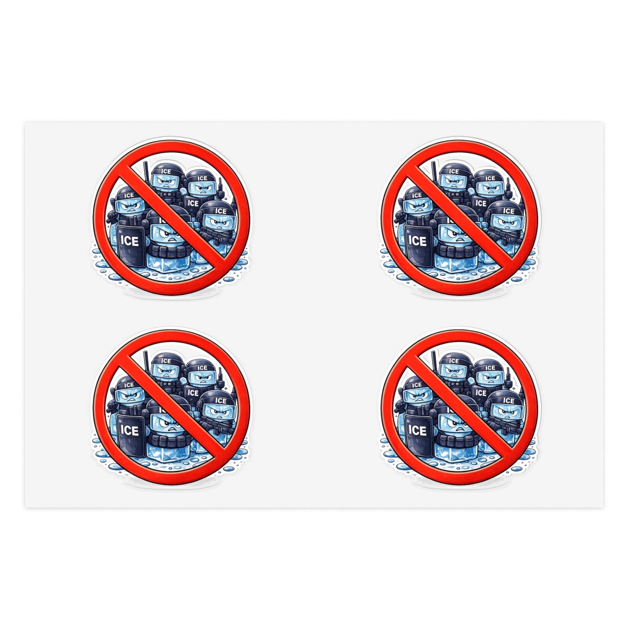 No ICE Sticker - Anti-ICE Protest Sticker Sheet - (4-Pack)